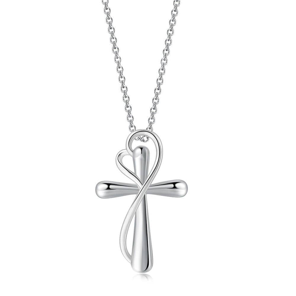 Heart-shaped Cross Necklace - Simple Color Separation Electroplating Design